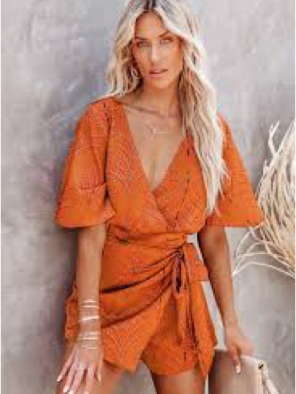 CUPSHE Orange Romper with Tie